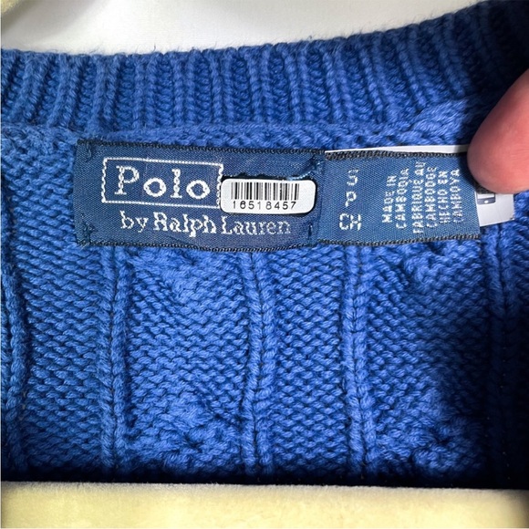 Polo by Ralph Lauren Cable Knit Long Sleeve Cardigan in Blue, Size Small - Picture 9 of 12
